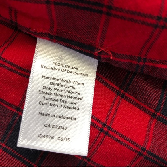 Talbots Red Black Plaid Brushed Twill Button Up Shirt Size S 100% Cotton - Picture 5 of 7